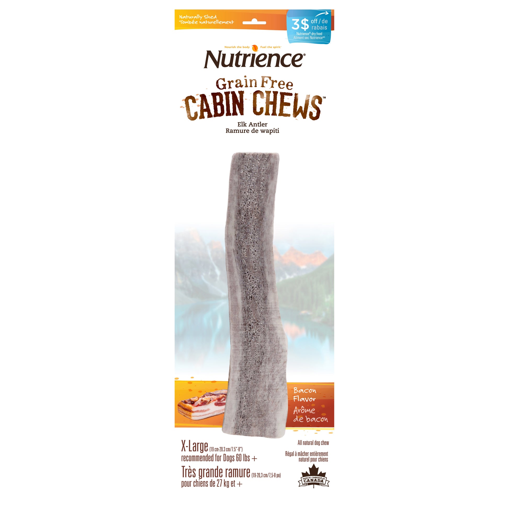 Nutrience Cabin Chews Split Elk Antler X-Large / Bacon Antlers X-Large | PetMax Canada