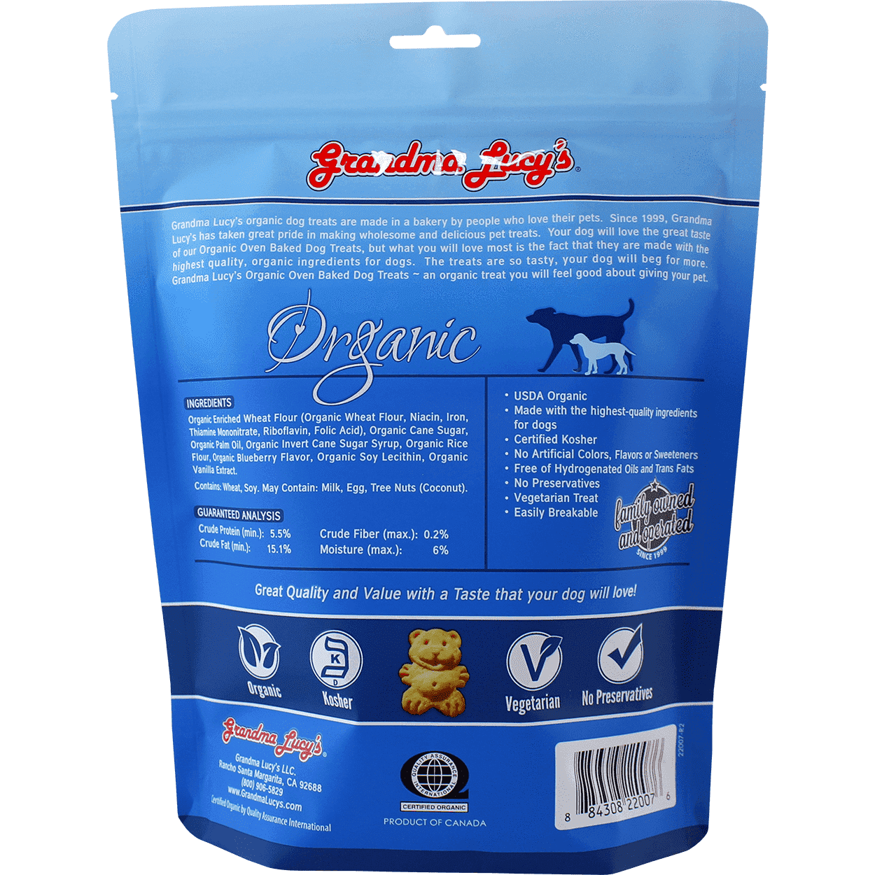 Grandma Lucy's Organic Baked Blueberry Treats  Dog Treats  | PetMax Canada