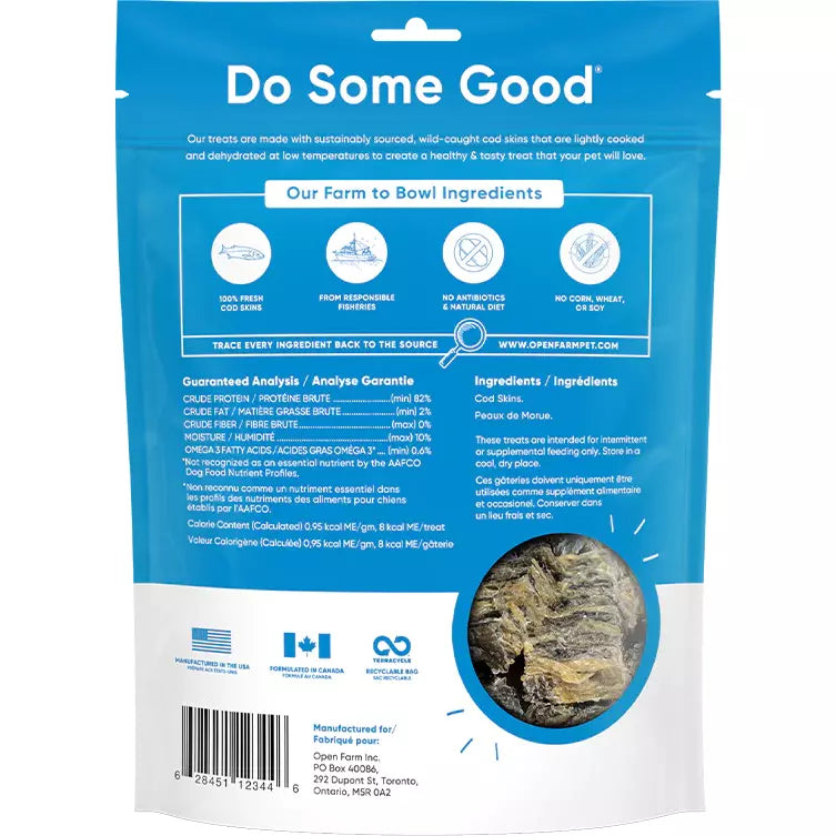 Open Farm Dog Treats Dehydrated Cod Skins  Dog Treats  | PetMax Canada