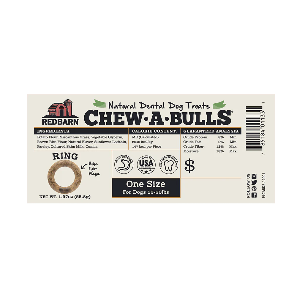 Red Barn Chew-A-Bulls Dental Ring Dog Treats  Natural Chews  | PetMax Canada