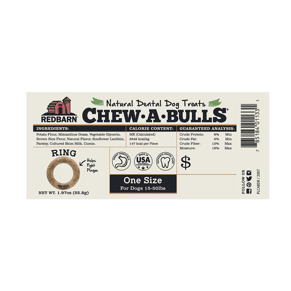 Red Barn Chew-A-Bulls Dental Ring Dog Treats  Natural Chews  | PetMax Canada