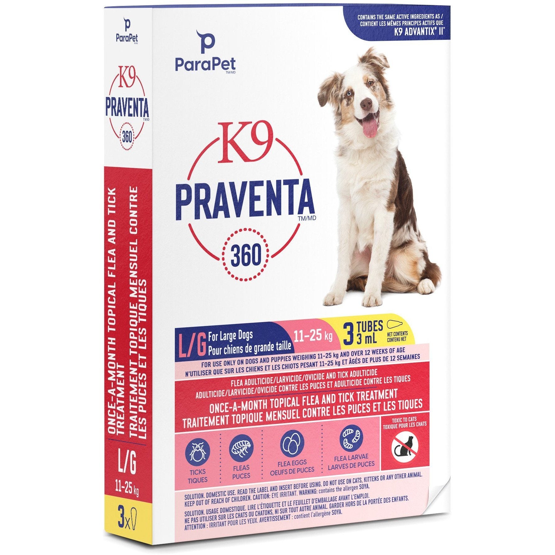 K9 Praventa 360 Large Dogs 11 - 25 Kg  Flea & Tick Topical Applications  | PetMax Canada