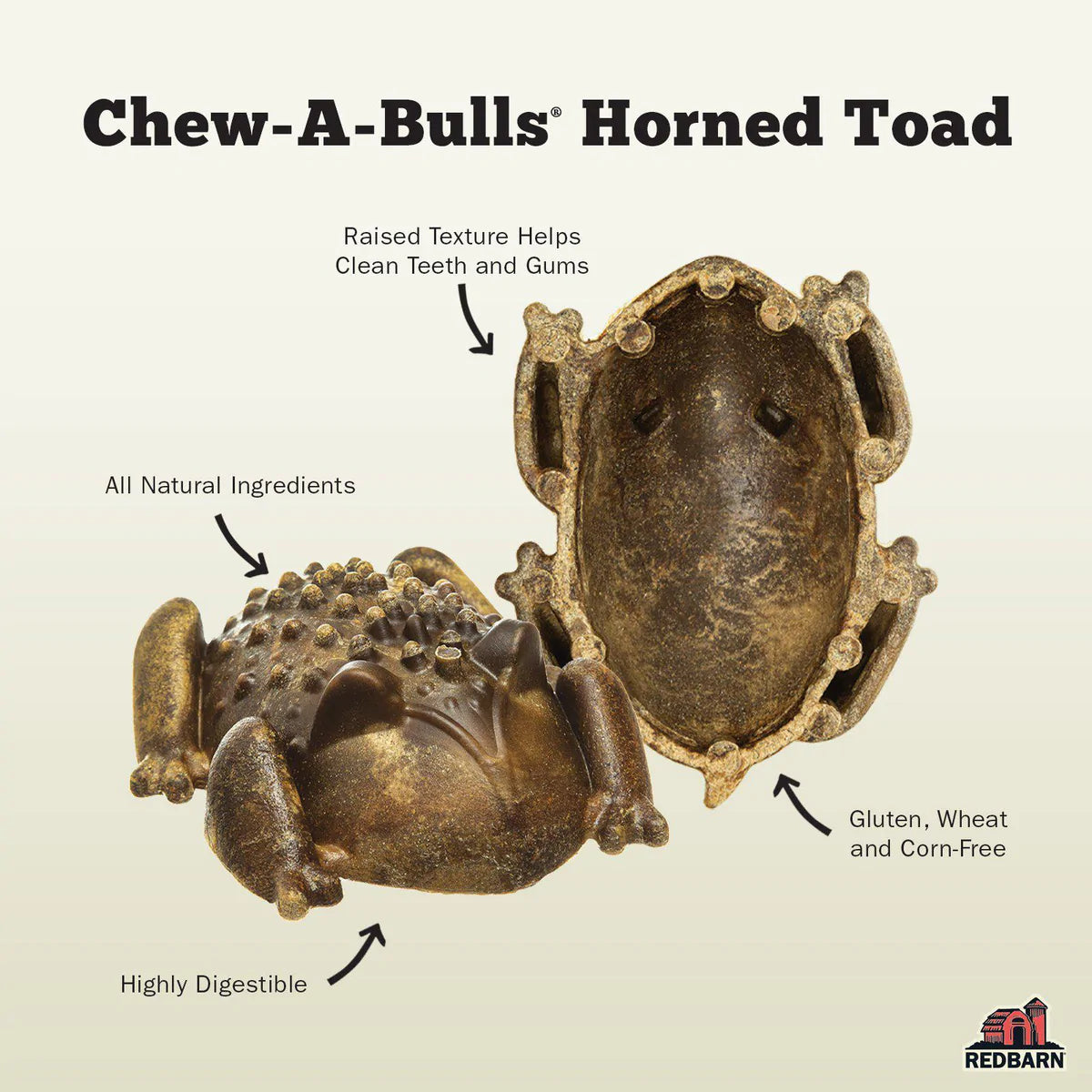 Red Barn Chew-A-Bulls Horned Toad Dog Treats  Natural Chews  | PetMax Canada