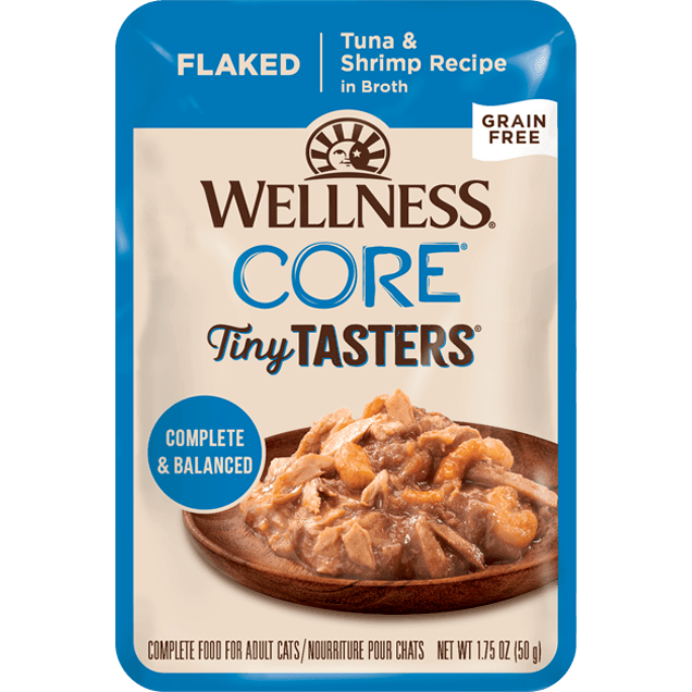 Wellness CORE Tiny Tasters Flaked Tuna & Shrimp in Sauce Wet Cat Food - 50g - Canned Cat Food - Wellness - PetMax Canada