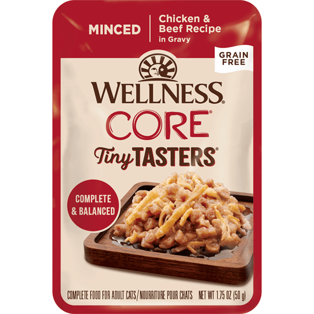 Wellness CORE Tiny Tasters Minced Chicken & Beef in Gravy Wet Cat Food - 50g - Canned Cat Food - Wellness - PetMax Canada