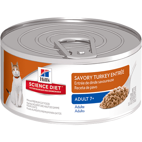 Hill's Science Diet Adult 7+ Savory Turkey Canned Cat Food  Canned Cat Food  | PetMax Canada