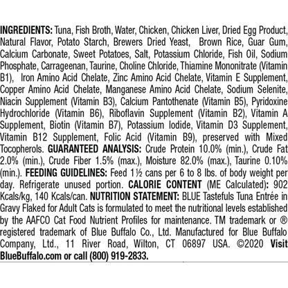 Blue Buffalo Tastefuls Tuna Entrée in Gravy Flaked Wet Cat Food - 156g - Canned Cat Food - Blue Buffalo - PetMax Canada