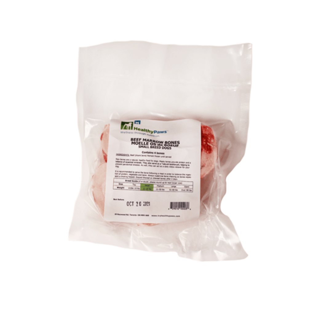 Healthy Paws Raw Dog Treat Beef Marrow Bones Small - Small - 4 Pack - Raw Dog Food - Healthy Paws - PetMax Canada