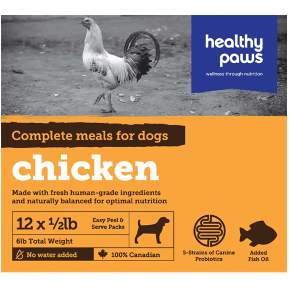 Healthy Paws Raw Dog Food Complete Dinner Chicken Recipe - 16 x 226g - Raw Dog Food - Healthy Paws - PetMax Canada