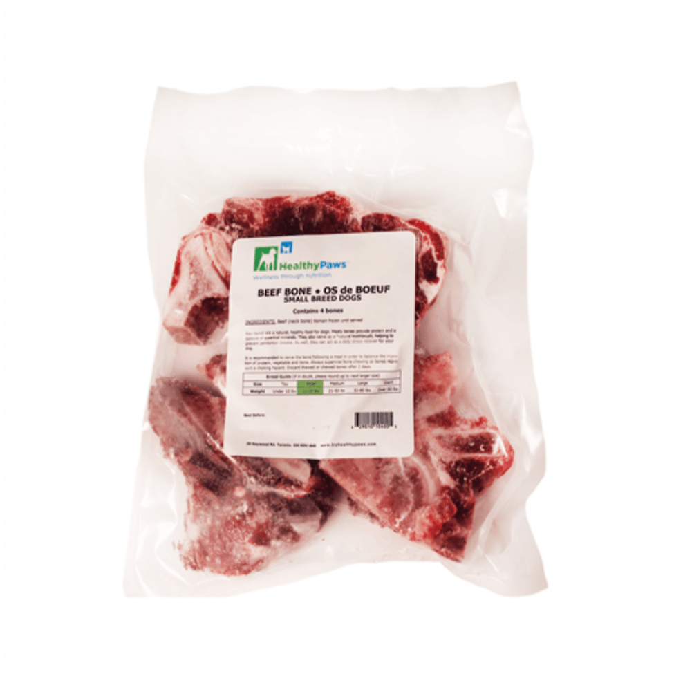 Healthy Paws Raw Dog Treat Beef Neck Bones - Small - 4 Pack - Raw Dog Food - Healthy Paws - PetMax Canada