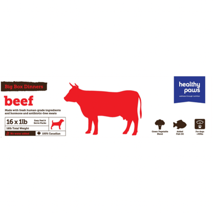 Healthy Paws Raw Dog Food Big Box Dinner Beef & Vegetable - 16 x 454g - Raw Dog Food - Healthy Paws - PetMax Canada