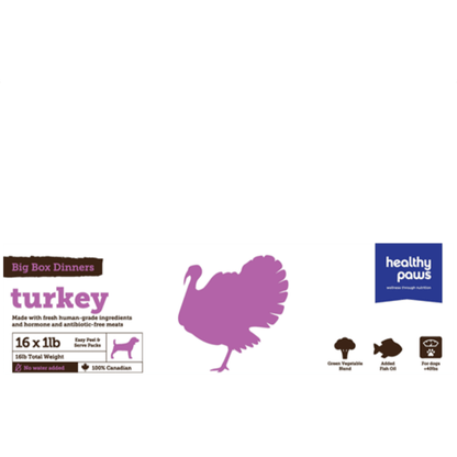 Healthy Paws Raw Dog Food Big Box Dinner Turkey & Vegetable - 16 x 454g - Raw Dog Food - Healthy Paws - PetMax Canada