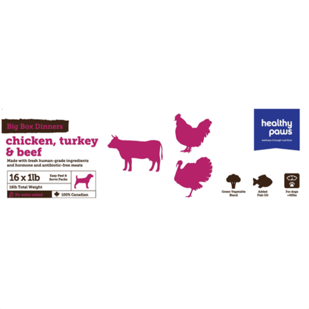 Healthy Paws Raw Dog Food Big Box Dinner Variety Pack - 16 x 454g - Raw Dog Food - Healthy Paws - PetMax Canada