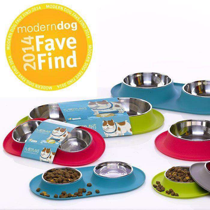 Messy Mutts Silicone Feeder With 2 Stainless Steel Bowls  Stainless Steel  | PetMax Canada
