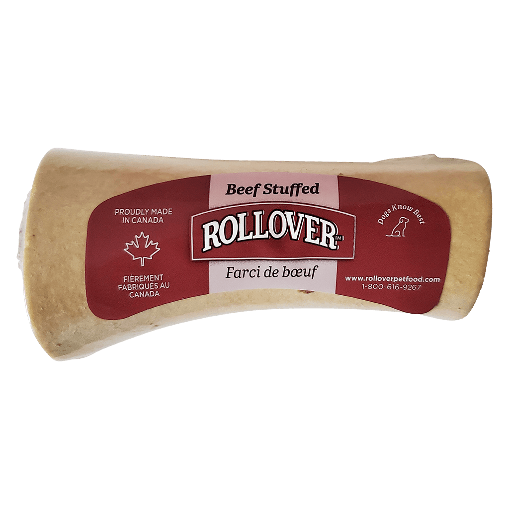 Rollover Stuffed Dog Bone Beef - Small - Natural Chews - Rollover - PetMax Canada