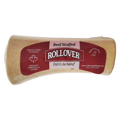 Rollover Stuffed Dog Bone Beef - Small - Natural Chews - Rollover - PetMax Canada