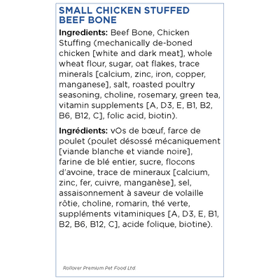Rollover Stuffed Dog Bone Chicken - Small - Natural Chews - Rollover - PetMax Canada