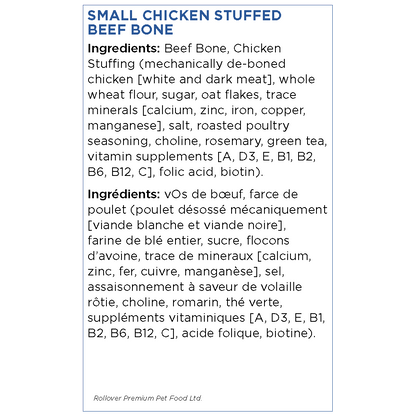 Rollover Stuffed Dog Bone Chicken - Small - Natural Chews - Rollover - PetMax Canada