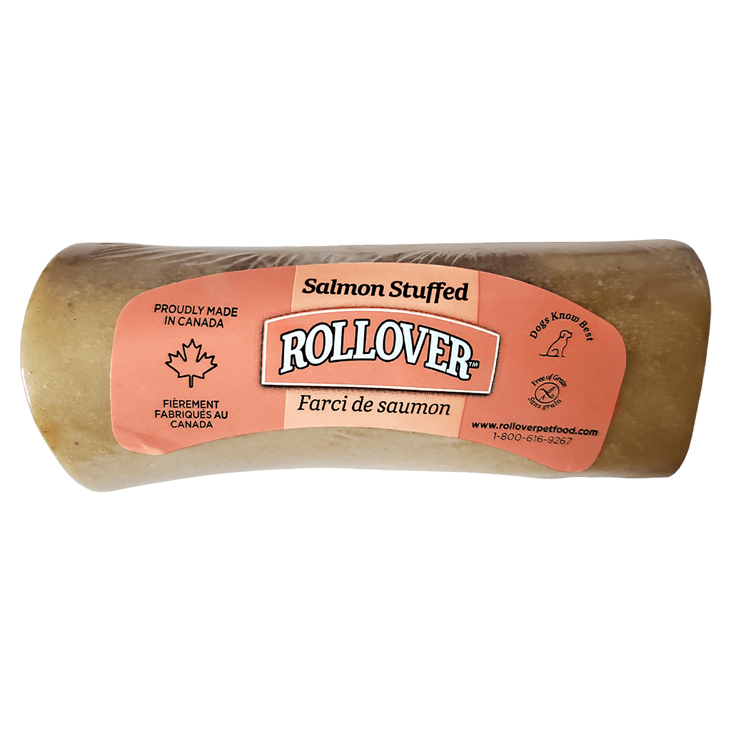 Rollover Stuffed Dog Bone Salmon Small Natural Chews Small | PetMax Canada