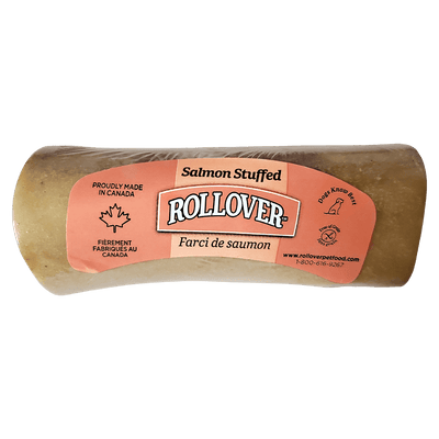Rollover Stuffed Dog Bone Salmon - Small - Natural Chews - Rollover - PetMax Canada