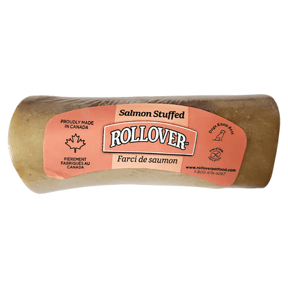 Rollover Stuffed Dog Bone Salmon - Small - Natural Chews - Rollover - PetMax Canada