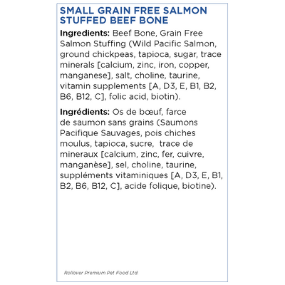 Rollover Stuffed Dog Bone Salmon - Small - Natural Chews - Rollover - PetMax Canada