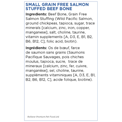Rollover Stuffed Dog Bone Salmon - Small - Natural Chews - Rollover - PetMax Canada