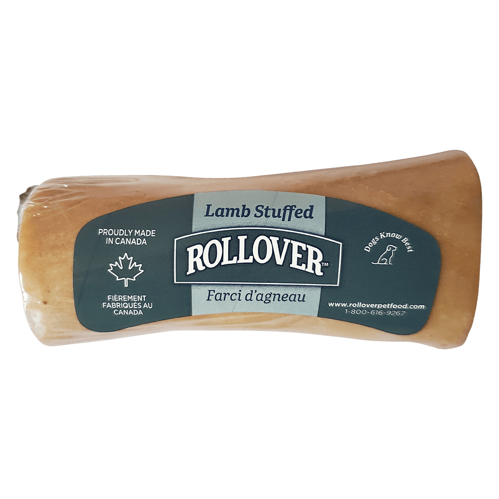 Rollover Stuffed Dog Bone Lamb - Small - Natural Chews - Rollover - PetMax Canada