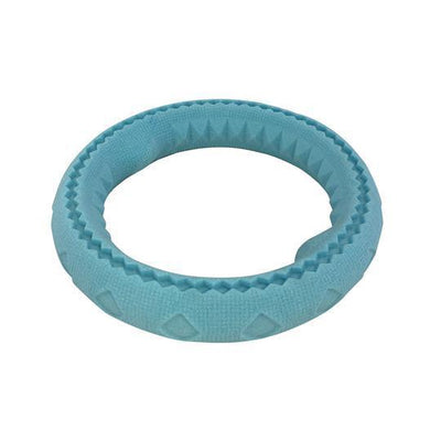 Totally Pooched Chew N Tug Rubber Ring Teal - 6.5" - Dog Toys - Messy Mutt - PetMax Canada