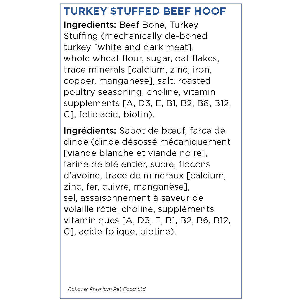 Rollover Stuffed Hoof Turkey  Natural Chews  | PetMax Canada