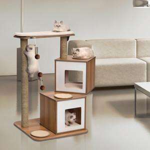 Vesper Cat Furniture V-Double Walnut  Cat Scratching Posts  | PetMax Canada
