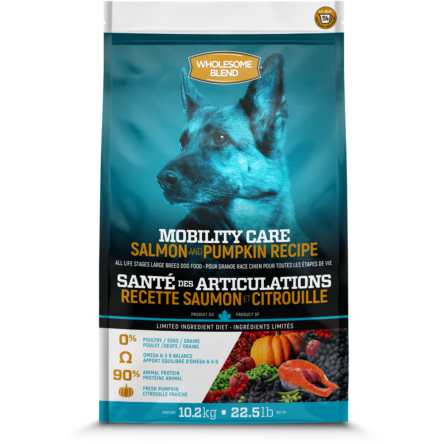 Wholesome Blend Dog Food Large Breed Mobility Care Salmon and Pumpkin Recipe  Dog Food  | PetMax Canada