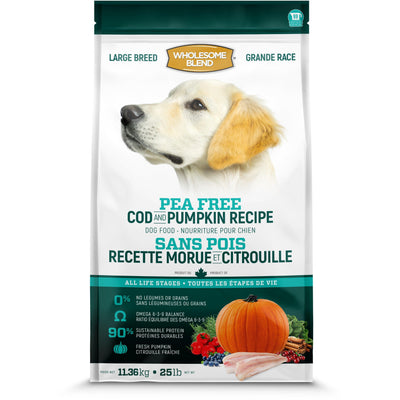 Wholesome Blend All Life Stages Pea Free Cod & Pumpkin Large Breed Dog Food - 11.36 Kg - Dog Food - Wholesome Blend - PetMax Canada