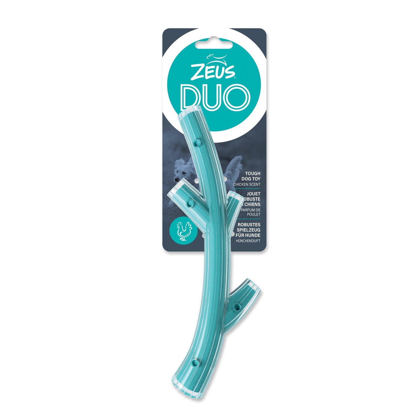 Zeus Duo Dog Toy Stick Chicken Scent Turquoise  Dog Toys  | PetMax Canada