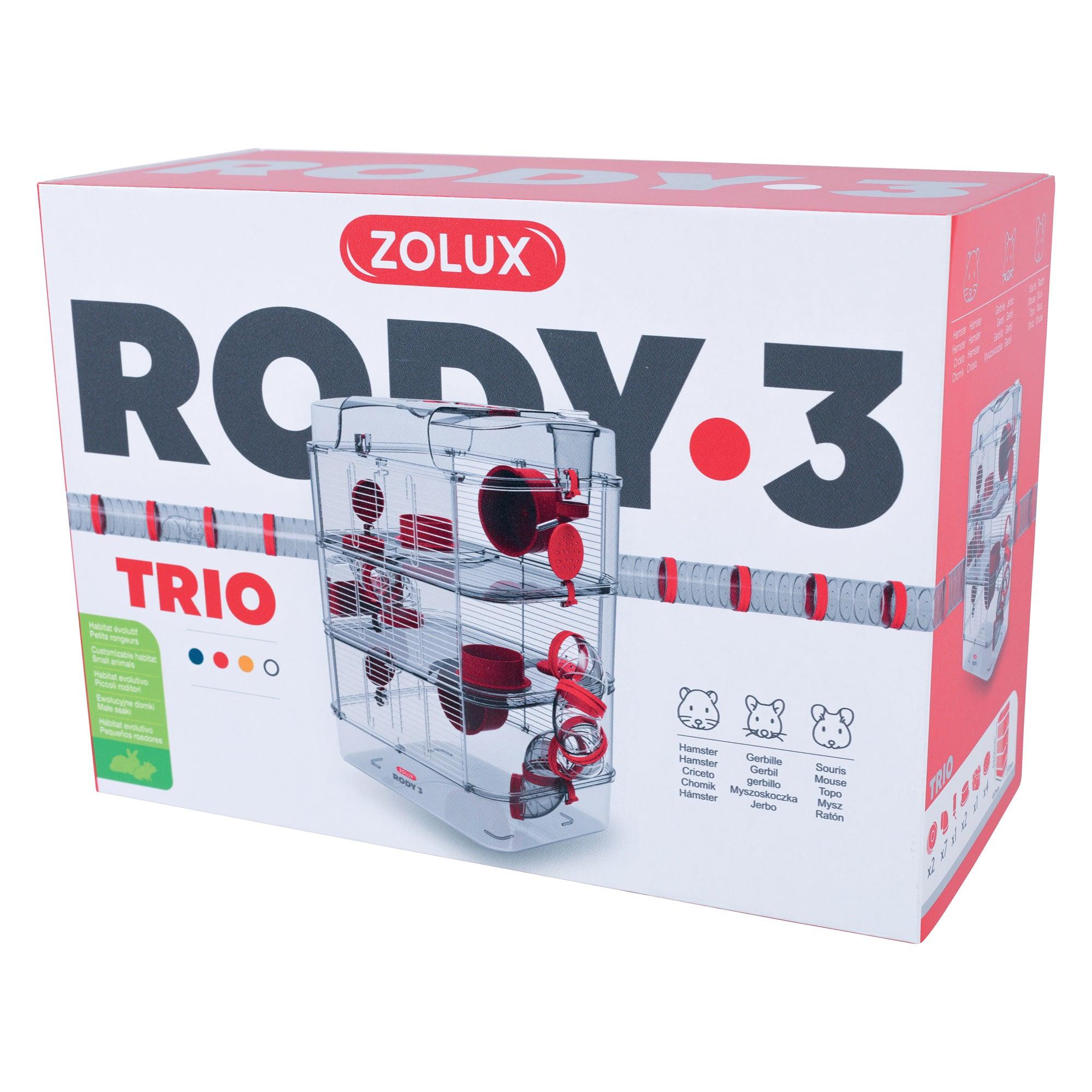 Rody3 Trio Hamster Cage 3-Story Grenadine - 3-Story - Small Animal Cages - Rody3 - PetMax Canada