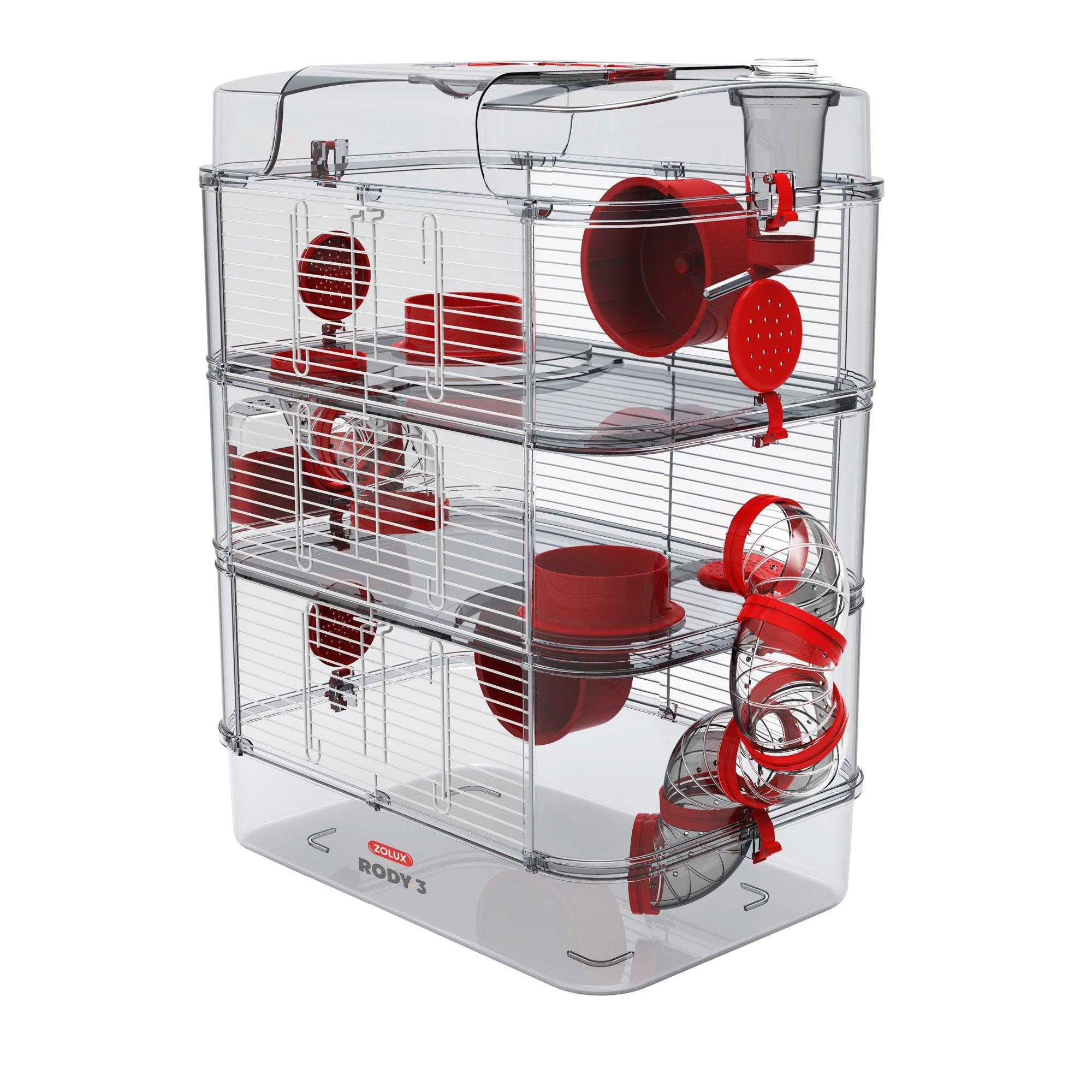 Rody3 Trio Hamster Cage 3-Story Grenadine - 3-Story - Small Animal Cages - Rody3 - PetMax Canada