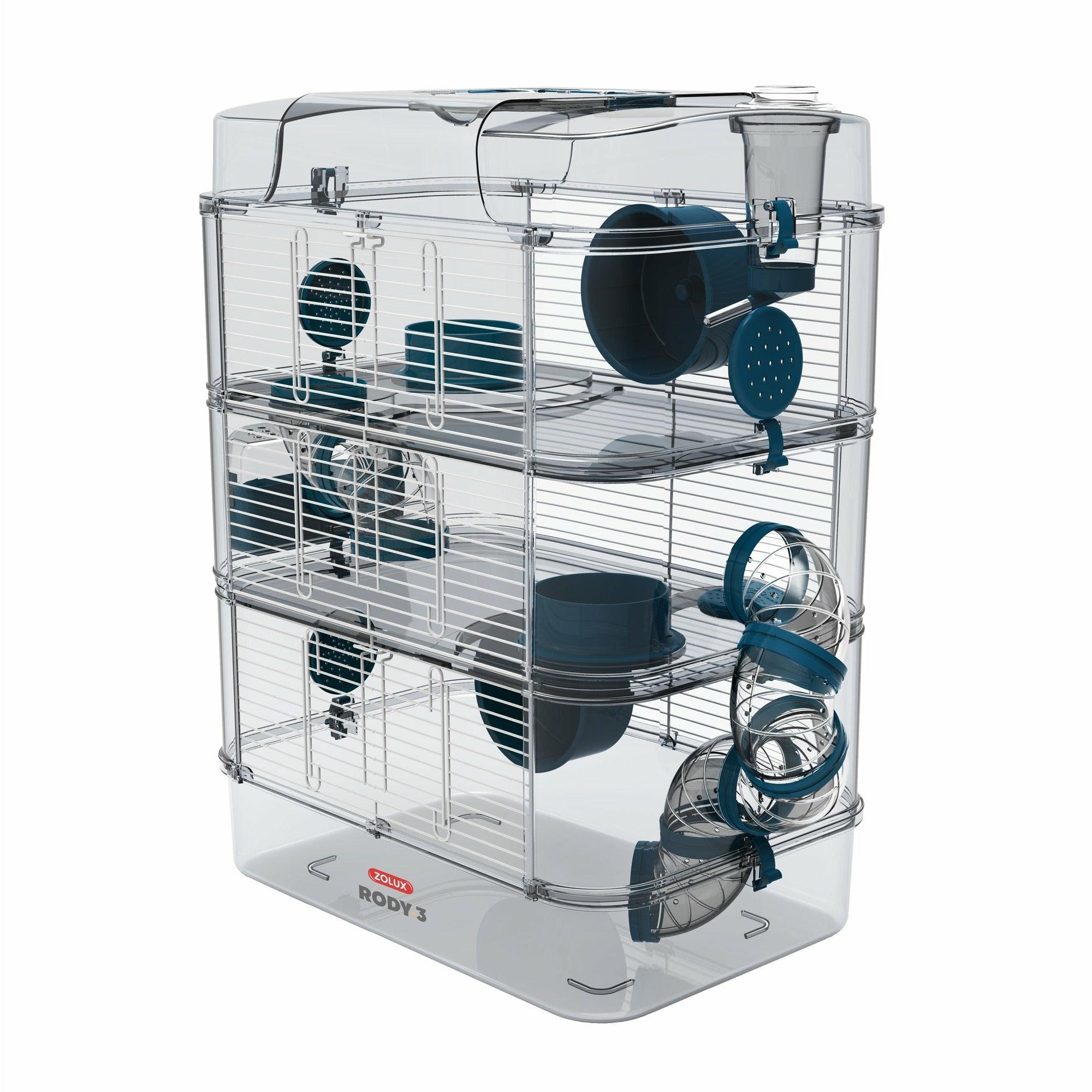 Rody3 Trio Hamster Cage 3-Story Blue - 3-Story - Small Animal Cages - Rody3 - PetMax Canada