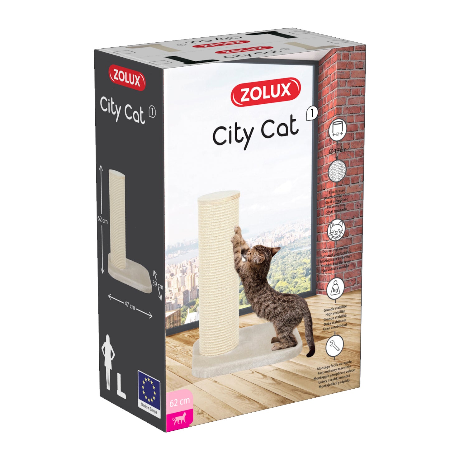 Zolux City Cat 1 Cat Scratching Post Beige  Cat Scratching Posts  | PetMax Canada