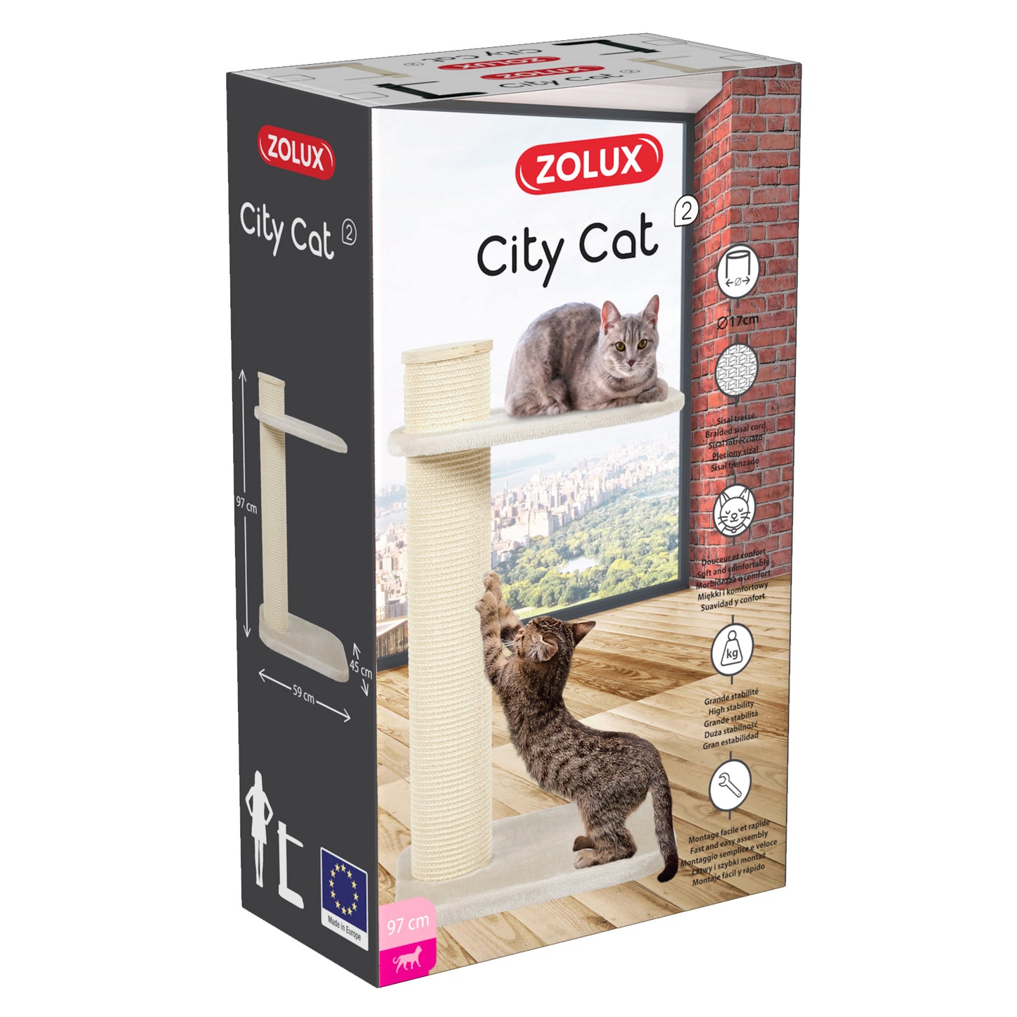 Zolux City Cat 2 Cat Scratching Post Beige  Cat Scratching Posts  | PetMax Canada