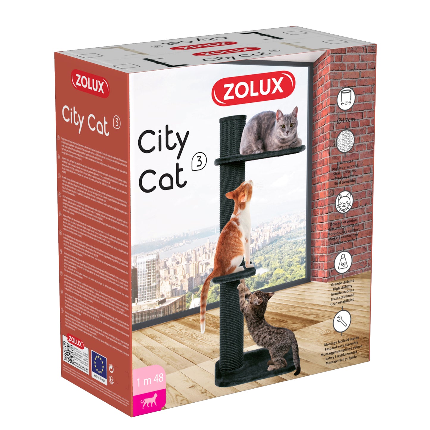 Zolux City Cat 3 Cat Scratching Post With 2 Platforms Grey  Cat Scratching Posts  | PetMax Canada