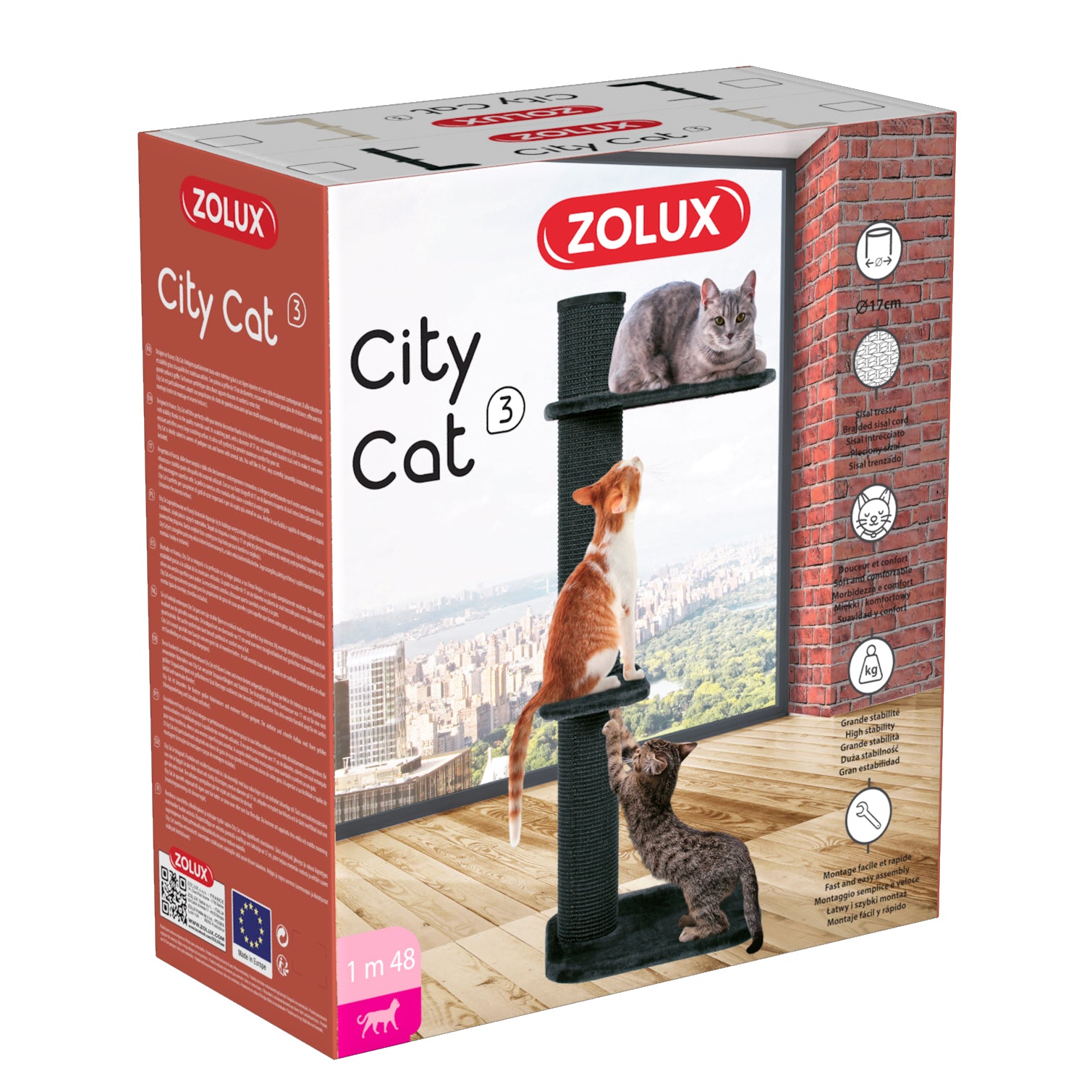 Zolux City Cat 3 Cat Scratching Post With 2 Platforms Grey  Cat Scratching Posts  | PetMax Canada
