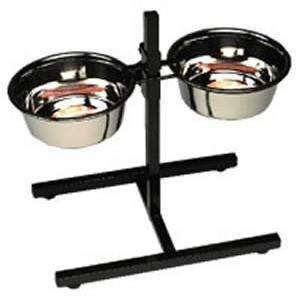 Stainless Steel Adjustable Double Diner  Elevated Stand Diners  | PetMax Canada