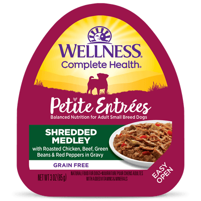 Wellness Petite Entrées Shredded Medley Tender Chicken, Turkey, Carrots & Green Beans Wet Dog Food  Canned Dog Food  | PetMax Canada