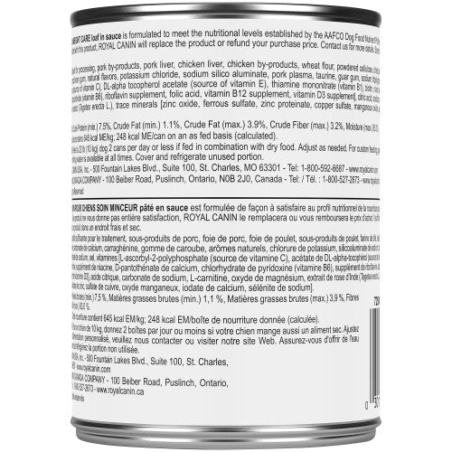 Royal Canin Canned Dog Food Weight Care Loaf In Sauce  Canned Dog Food  | PetMax Canada