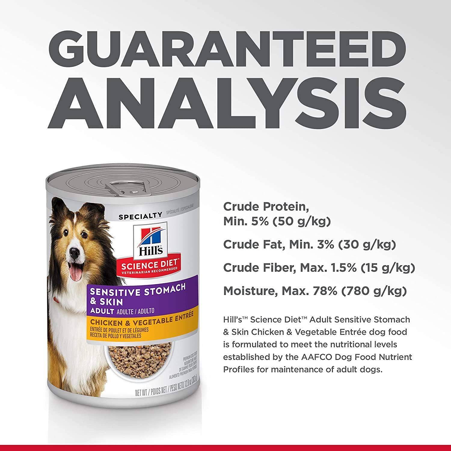 Hill's Science Diet Adult Sensitive Stomach & Skin Chicken & Vegetable Entrée Canned Dog Food - 363g - Canned Dog Food - Hill's Science Diet - PetMax Canada