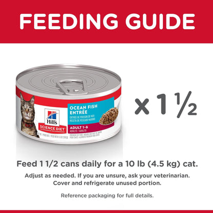 Hill's Science Diet Canned Cat Food Adult Ocean Fish - 156g - Canned Cat Food - Hill's Science Diet - PetMax Canada