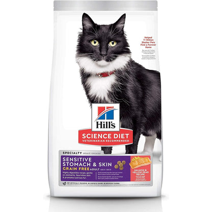 Hill's Science Diet, Dry Cat Food, Adult, Sensitive Stomach & Skin, Grain Free Salmon Recipe - 5.9 Kg - Cat Food - Hill's Science Diet - PetMax Canada