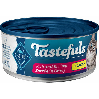 Blue Buffalo Tastefuls Adult Fish And Shrimp Entree in Gravy Flaked - 156g - Canned Cat Food - Blue Buffalo - PetMax Canada