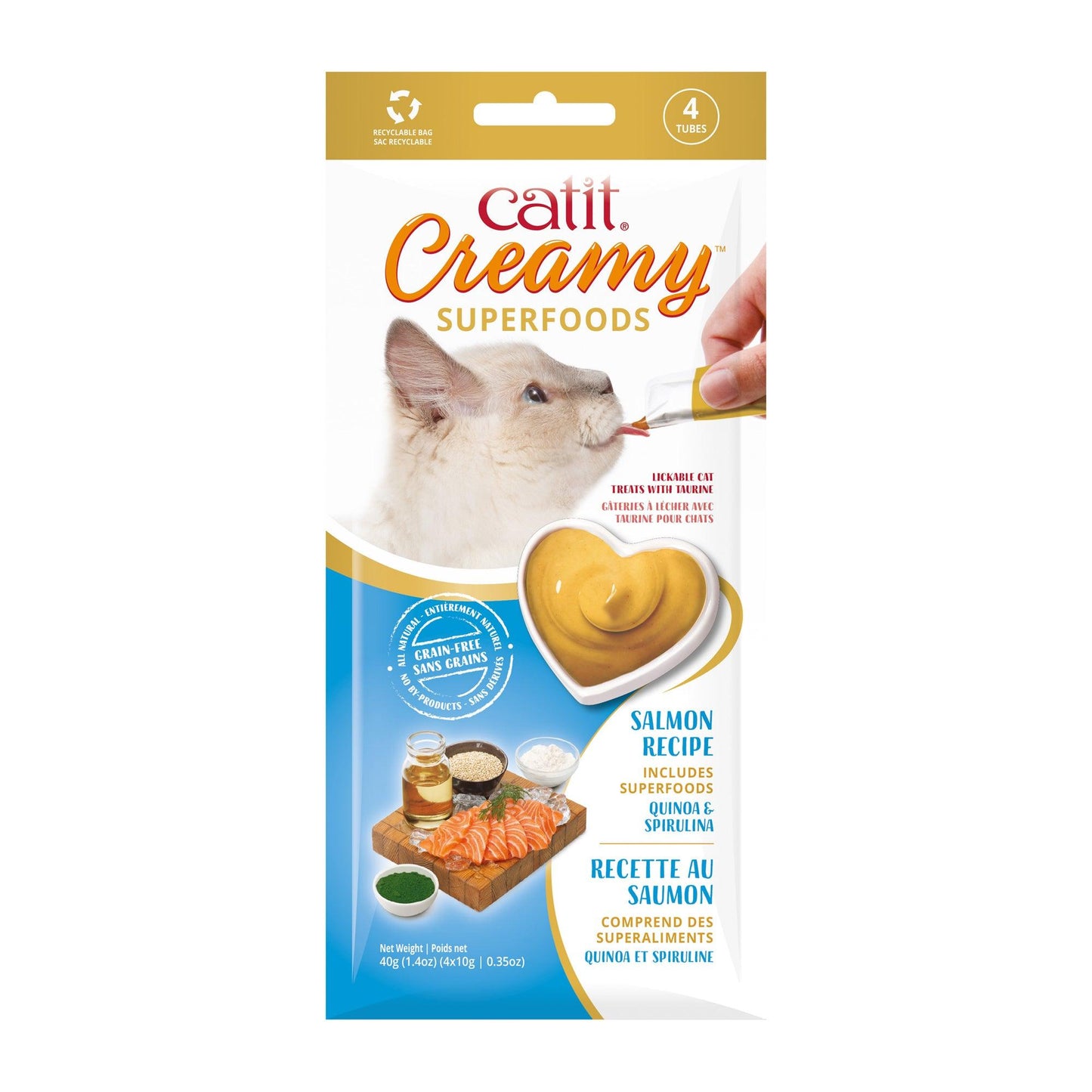 Catit Creamy Superfood Treats Salmon with Quinoa & Spirulina  Cat Treats  | PetMax Canada