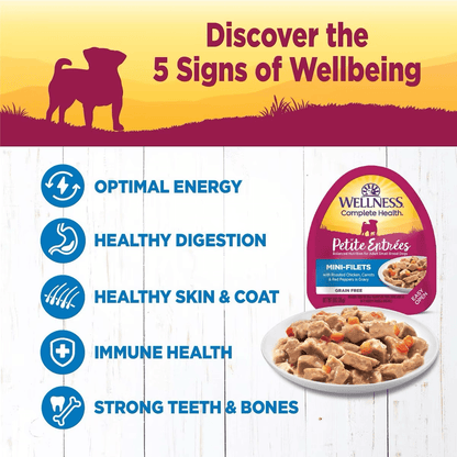 Wellness Petite Entrées Roasted Chicken, Carrots & Red Peppers in Gravy Wet Small Breed Dog Food - 85g - Canned Dog Food - Wellness - PetMax Canada